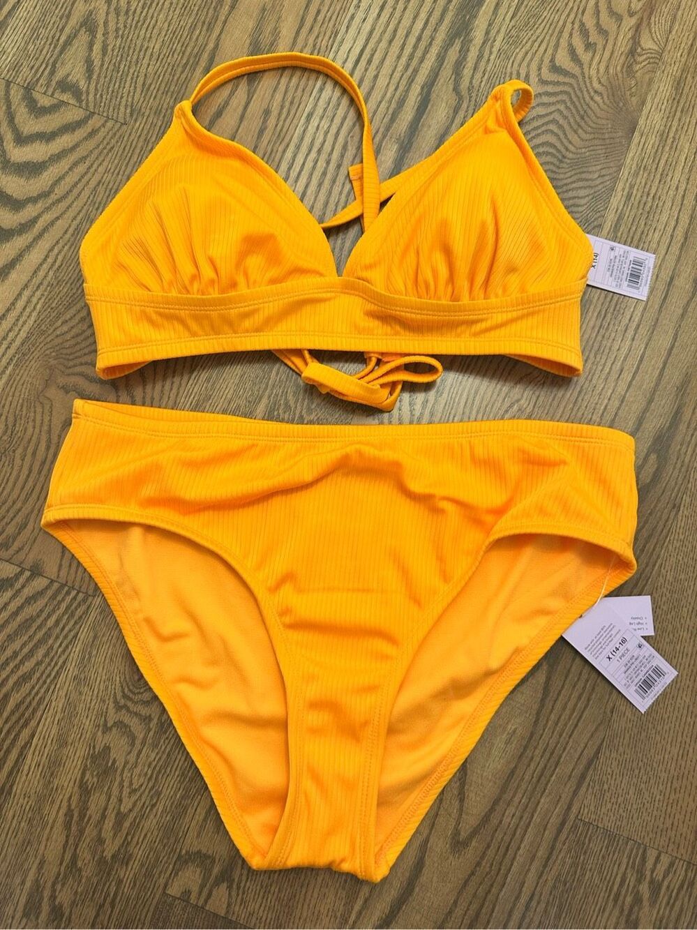 Wild Fable Orange Ribbed Low Rise High Leg Bikini Size 1X New